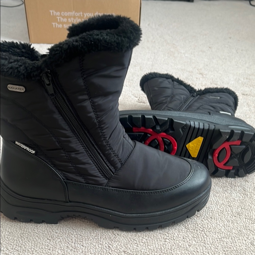 Navatex with Cleats 3M Thinsulate Black Waterproof Winter Boots